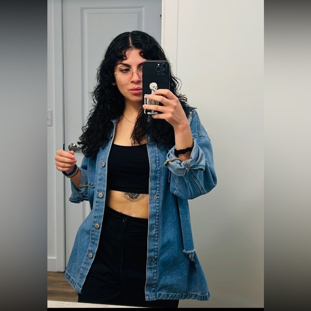 Forever 21 Blue Distressed Jean Jacket